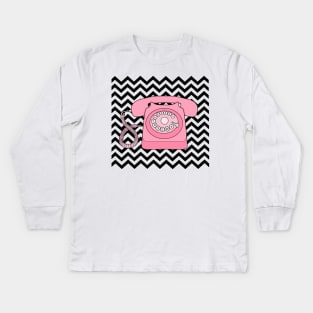 Pink phone Kids Long Sleeve T-Shirt